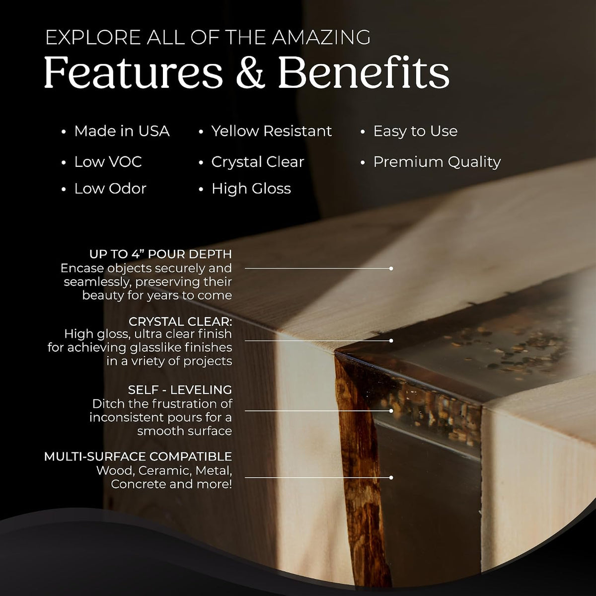 Deep Pour Epoxy Resin Kit 1.5 Gallon, up to 4" Pouring Depth