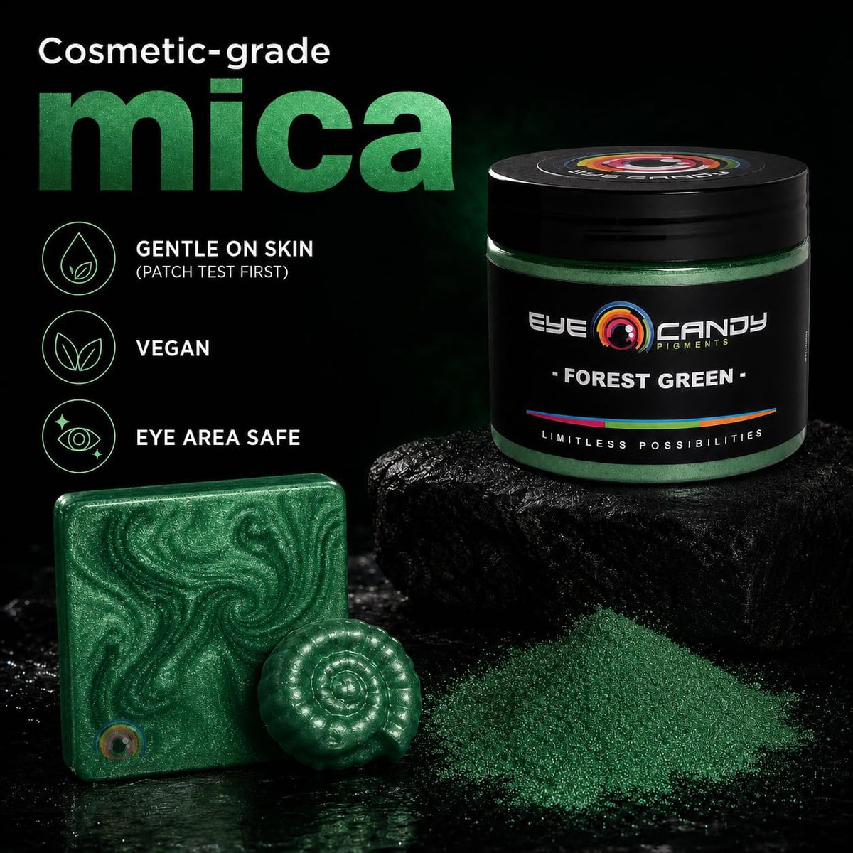 Pigments Premium Green Mica Powder - Forest Green (50Gr) - for Epoxy, Resin, Soap, Paint, Woodworking, Acrylic Pouring, Bath Bombs, Fishing Lures - DIY Arts and Crafts Additive