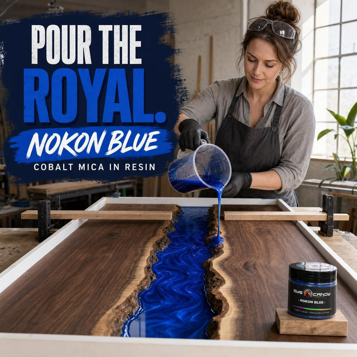 Pigments Premium Blue Mica Powder - Nokon Blue (50Gr) - for Epoxy, Resin, Soap, Paint, Woodworking, Acrylic Pouring, Bath Bombs, Fishing Lures - DIY Arts and Crafts Additive