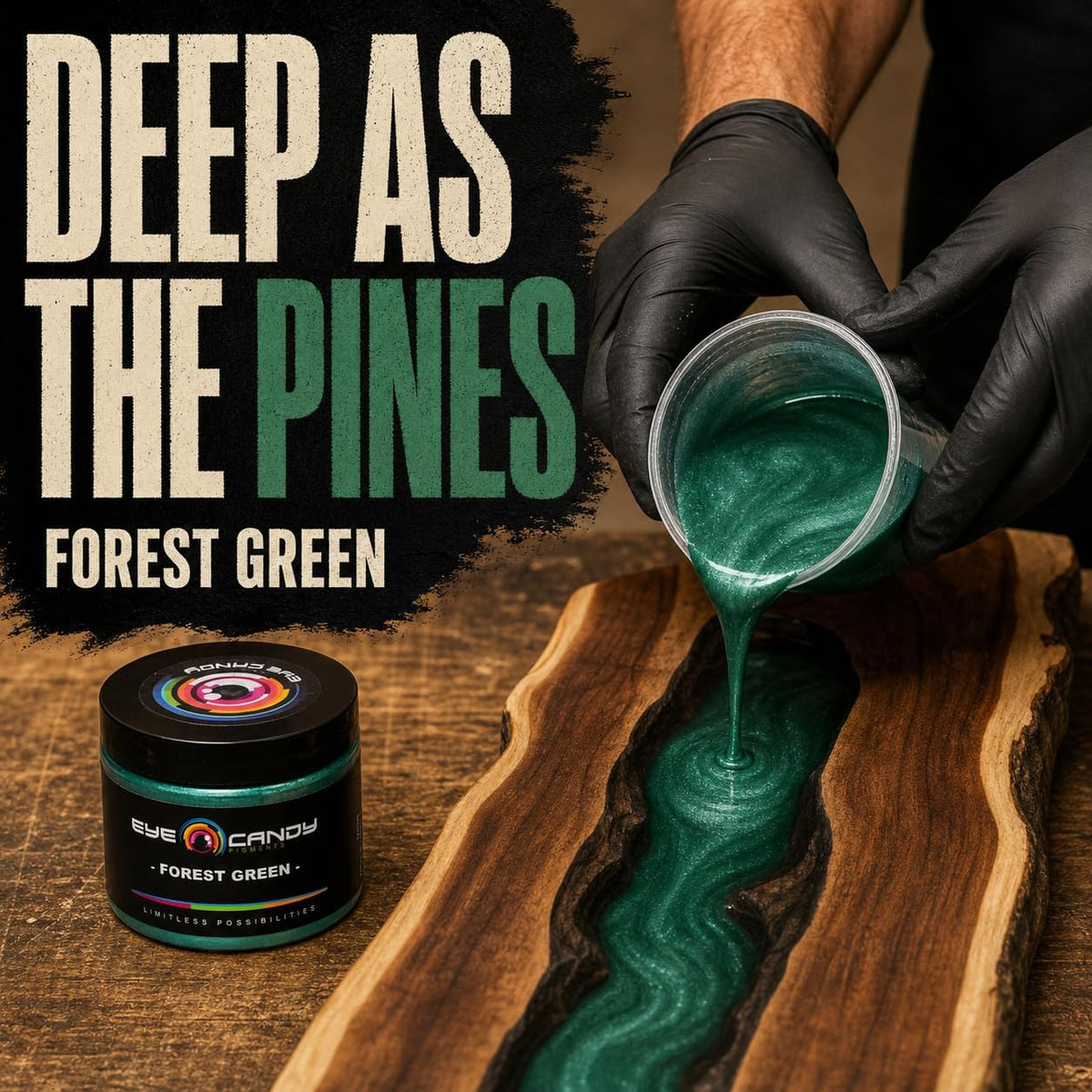 Pigments Premium Green Mica Powder - Forest Green (50Gr) - for Epoxy, Resin, Soap, Paint, Woodworking, Acrylic Pouring, Bath Bombs, Fishing Lures - DIY Arts and Crafts Additive
