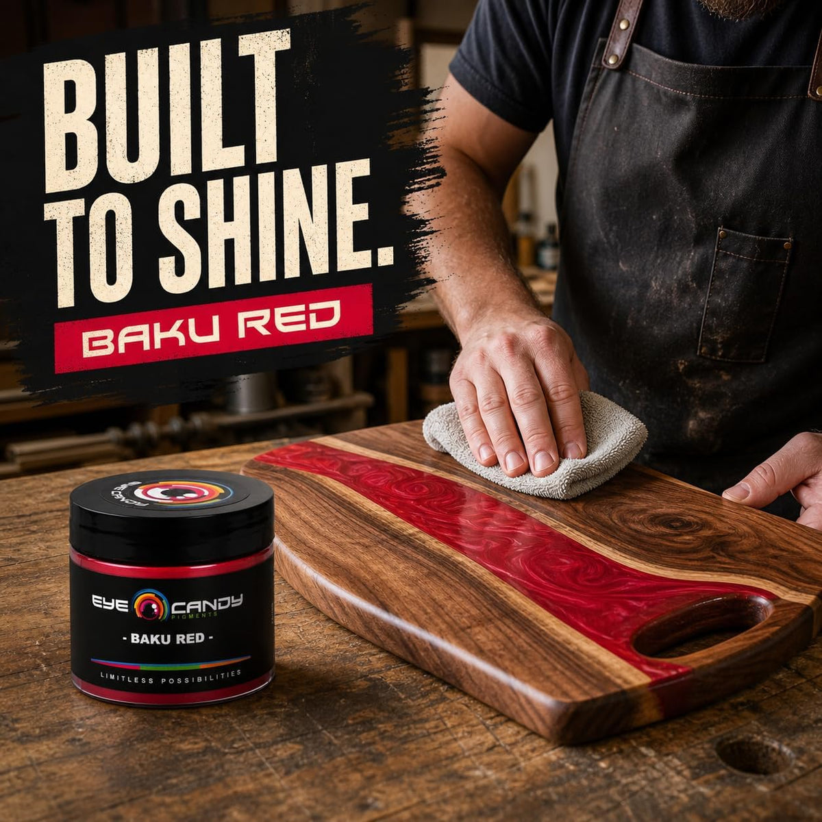 Pigments Premium Red Mica Powder - Baku Red (50Gr) - for Epoxy, Resin, Soap, Paint, Woodworking, Acrylic Pouring, Bath Bombs, Fishing Lures - DIY Arts and Crafts Additive