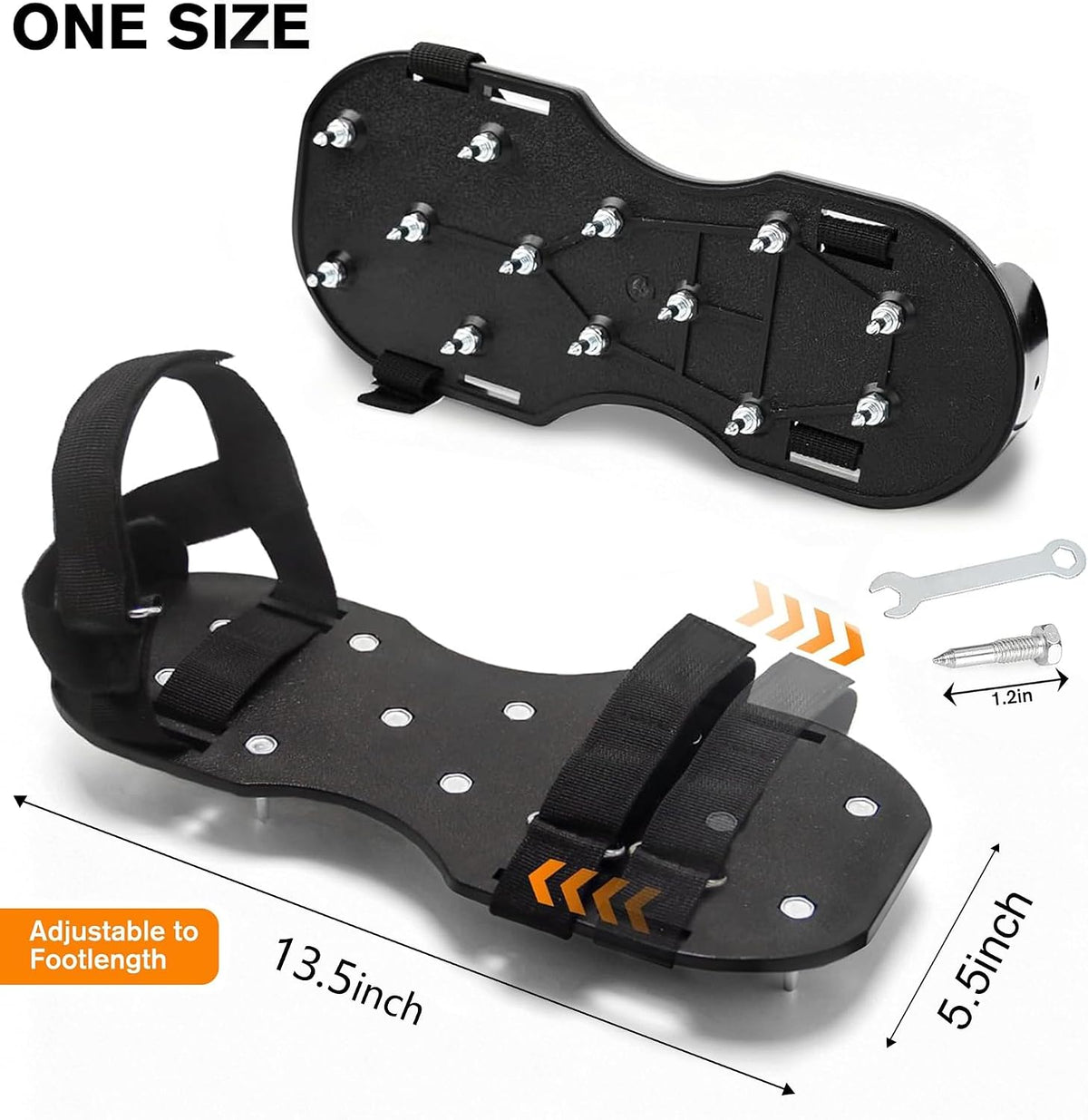 Epoxy Floor Spiked Shoes Fully Assembled Gunite Spiked Shoes with 3/4" Short Spikes for Garage Floor Epoxy, Overlays, Cover Installation,1 Pair (Fine Black, Large 2 Pair)