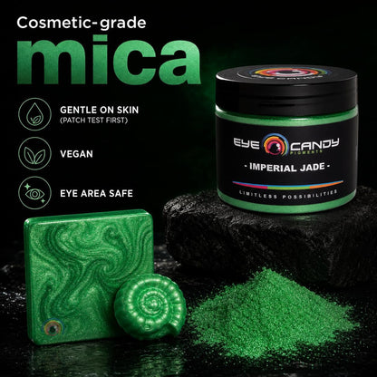 Pigments Premium Green Mica Powder - Imperial Jade (50Gr) - for Epoxy, Resin, Soap, Paint, Woodworking, Acrylic Pouring, Bath Bombs, Fishing Lures - DIY Arts and Crafts Additive