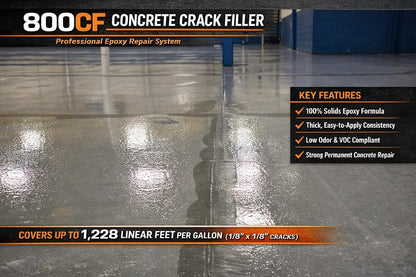 Concrete Repair Kit – 100% Solids Epoxy Crack Filler, 1:1 Mix, Fast-Setting Professional Grade Patch for Cracks, Holes & Surface Defects in Concrete Floors & Walls