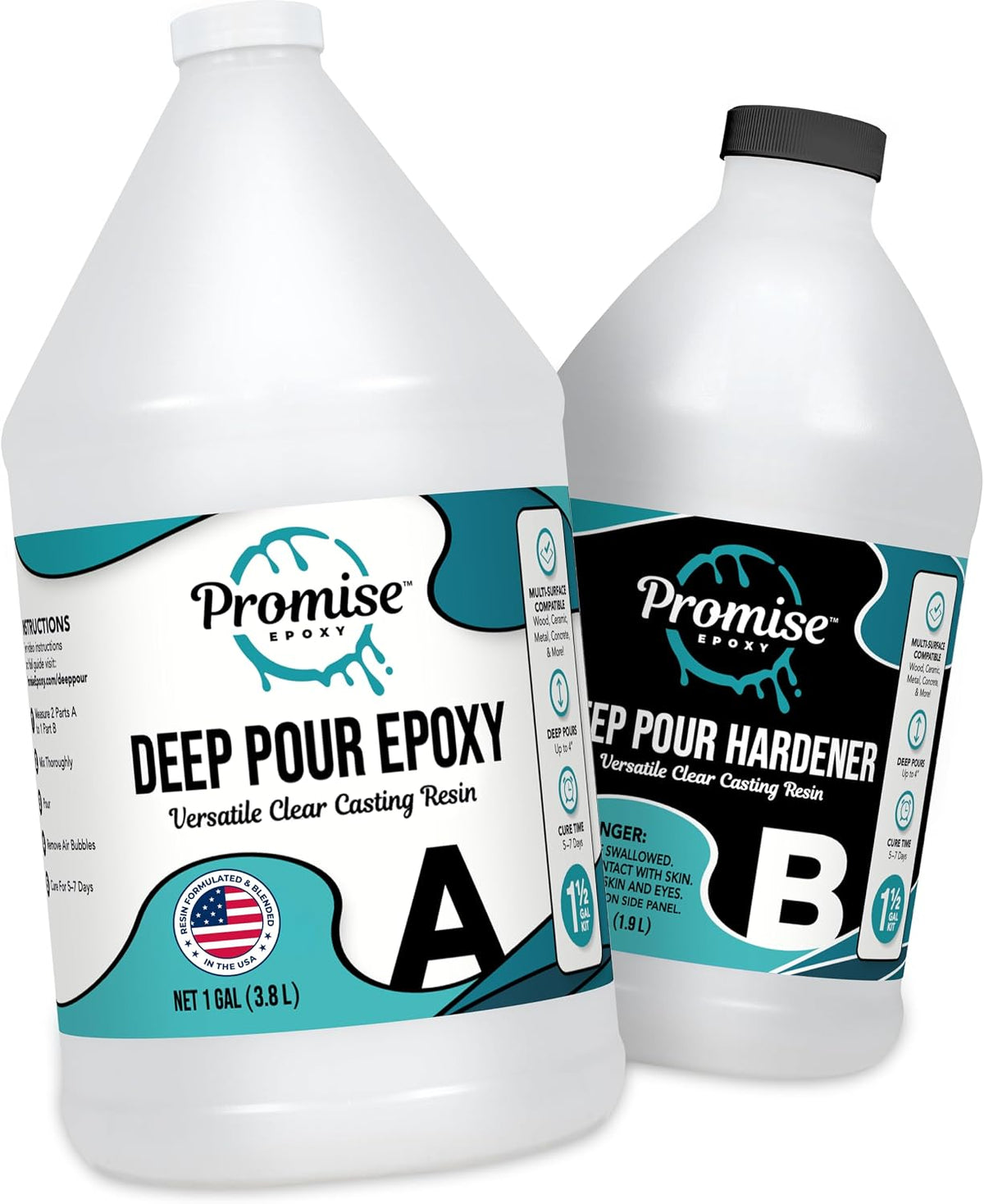 Deep Pour Epoxy Resin Kit 1.5 Gallon, up to 4" Pouring Depth
