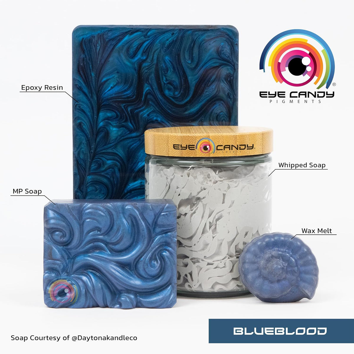 Pigments Premium Blue Mica Powder - Blueblood (50Gr) - for Epoxy, Resin, Soap, Paint, Woodworking, Acrylic Pouring, Bath Bombs, Fishing Lures - DIY Arts and Crafts Additive