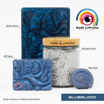 Pigments Premium Blue Mica Powder - Blueblood (50Gr) - for Epoxy, Resin, Soap, Paint, Woodworking, Acrylic Pouring, Bath Bombs, Fishing Lures - DIY Arts and Crafts Additive