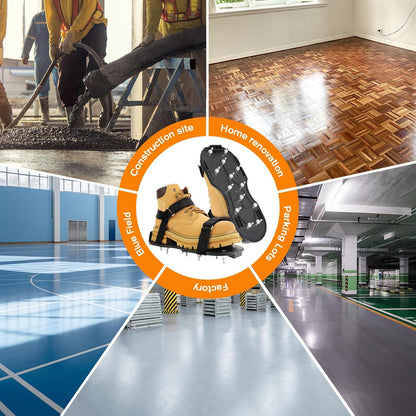Epoxy Floor Spiked Shoes Fully Assembled Gunite Spiked Shoes with 3/4" Short Spikes for Garage Floor Epoxy, Overlays, Cover Installation,1 Pair (Fine Black, Large 2 Pair)