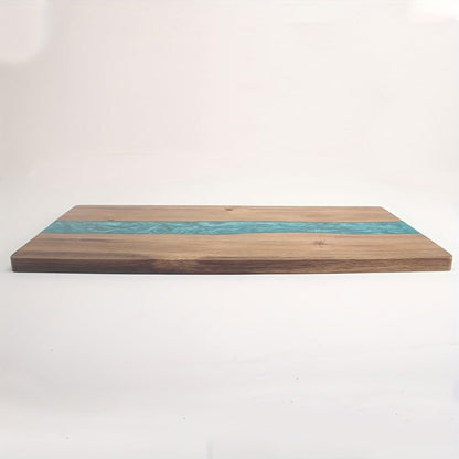 Acacia Wood Resin Charcuterie Board,18 * 9 Inch,Expoxy Resin Ocean Blue Wave Pattern Cutting Board for Kitchen and Mini Bar,Reversible Board for Meat, Cheese, Bread, Vegetables, Fruits