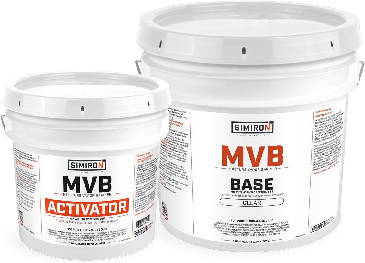 Moisture Vapor Barrier Epoxy Primer Kit- 100% Solids - Clear Finish (3 Gallon) 2:1 Ratio